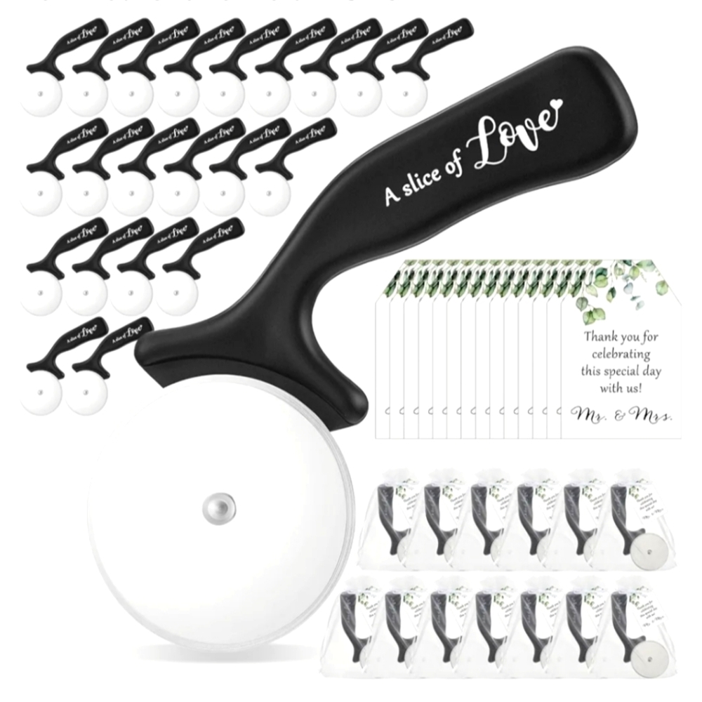 Black and White Pizza Cutter - A Slice of Love 76 Cutters Total